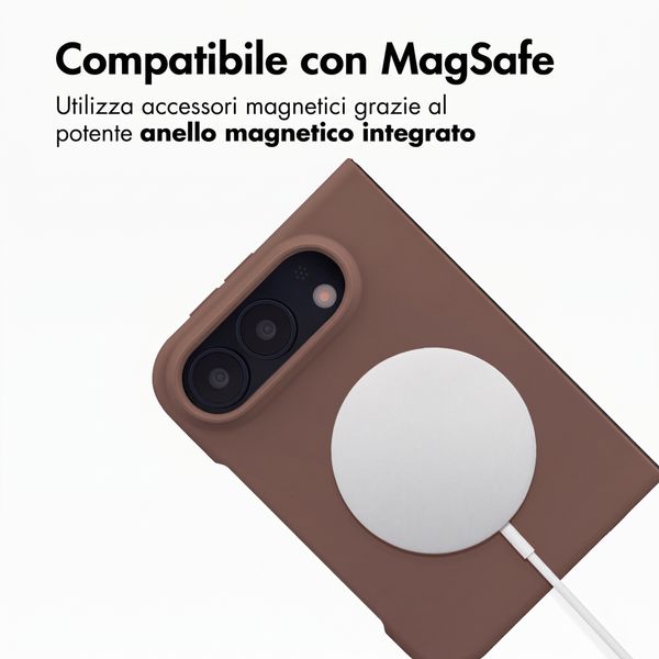Accezz Cover in silicone liquido con MagSafe Apple iPhone Duo - New Tea Brown