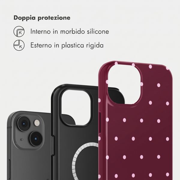 Selencia Cover posteriore Vivid con MagSafe Apple iPhone 14 - Happy Dots Burgundy