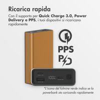 imoshion Powerbank in alluminio Ultra Series 20.000 mAh - Ricarica rapida fino a 33 watt - Oro