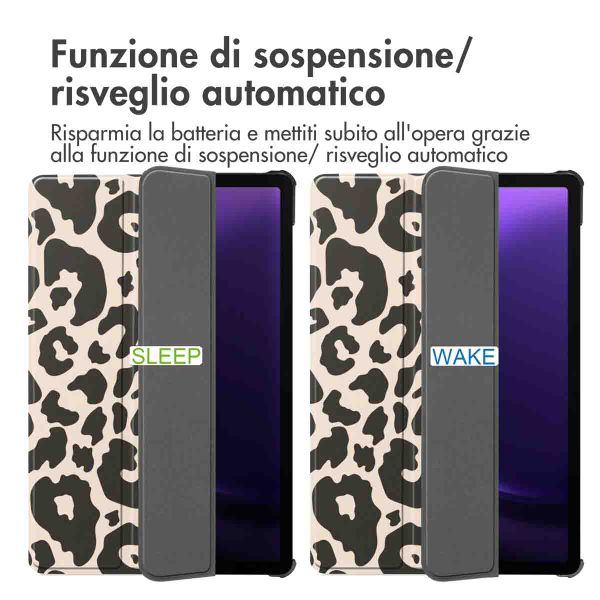 imoshion Cover Trifold Design Samsung Galaxy Tab S9 11.0 pollici / S10 Lite / S10 FE / S9 FE 10.9 pollici - Leopard