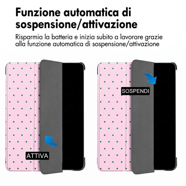 imoshion Cover Trifold Design Samsung Galaxy Tab S9 11.0 pollici / S10 Lite / S10 FE / S9 FE 10.9 pollici - Happy Dots