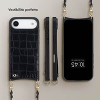 Selencia Cover per telefono Nova Croco con cordino e portacarte Apple iPhone Air - Nero
