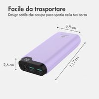 imoshion Powerbank da 20.000 mAh - Caricabatterie rapido da 22,5 W - USB-C / USB-A - Lilla