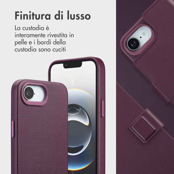 Accezz Cover in pelle 2 in 1 con MagSafe Apple iPhone 17e / 16e - Heath Purple