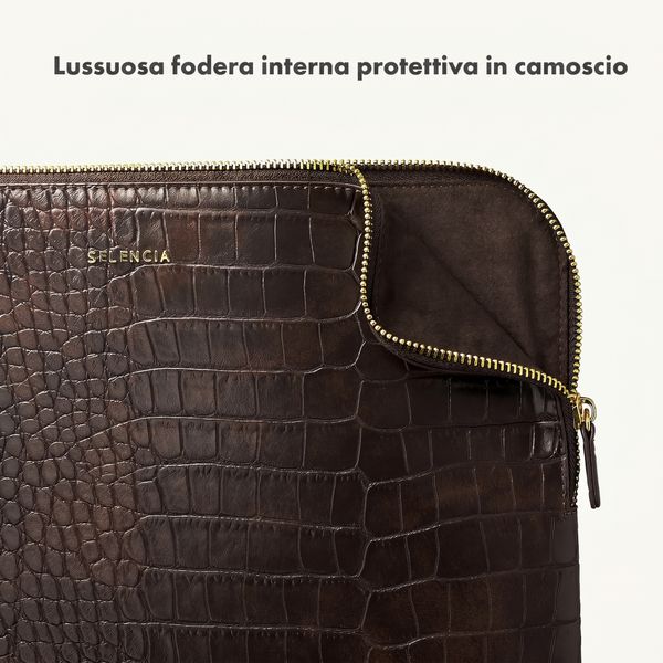Selencia Cover per laptop Croco 14 pollici - Choco Brown