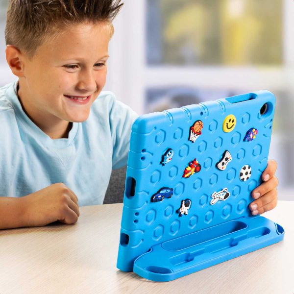 imoshion Cover per tablet a prova di bambino con bambole rimovibili Samsung Galaxy Tab A11 Plus / A9 Plus - Blu