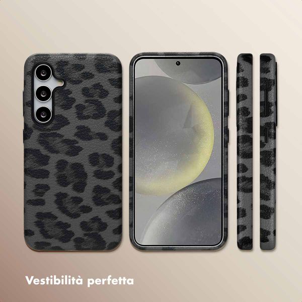 Selencia Cover Sabi Stampa pantera con MagSafe Samsung Galaxy S24 - Midnight Black