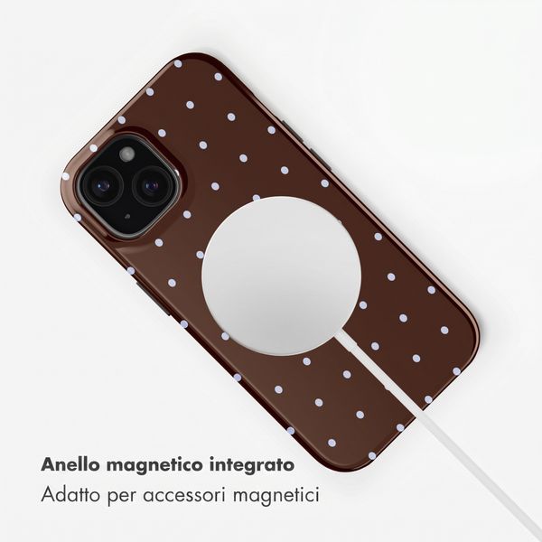 Selencia Cover posteriore Vivid con MagSafe Apple iPhone 15 - Happy Dots Chocolate