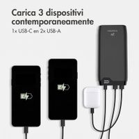 imoshion Powerbank da 20.000 mAh - Caricabatterie rapido da 22,5 W - USB-C / USB-A - Nero
