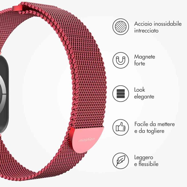 imoshion Cinturino milanese magnetico Apple Watch | 38/40/41/42 mm - Taglia S - Rosso