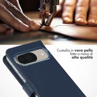 Selencia Cover a libro in vera pelle Google Pixel 10 / 10 Pro - Blu