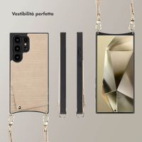 Selencia Cover per telefono Nova Croco con cordino e portacarte Samsung Galaxy S24 Ultra - Beige