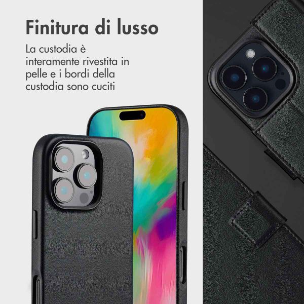 Accezz Cover in pelle 2 in 1 con MagSafe Apple iPhone 16 Pro - Onyx Black