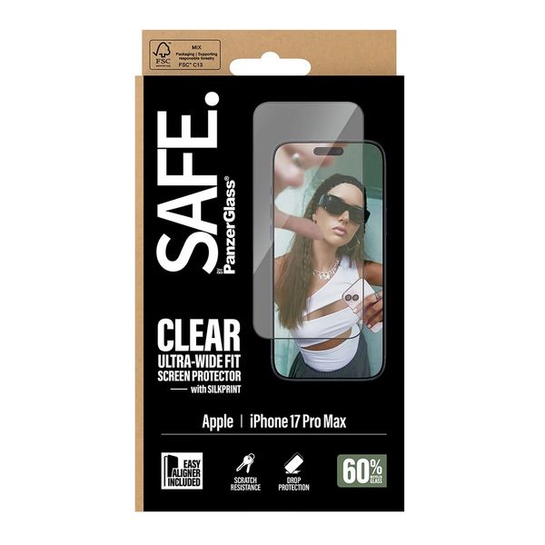 SAFE by PanzerGlass Ultra-Wide Fit Protezione Schermo con EasyAligner Apple iPhone 17 Pro Max