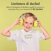 imoshion Cuffie wireless per bambini LED Light - Limitatore di decibel - Con cavo AUX - Petrol Green / Lime