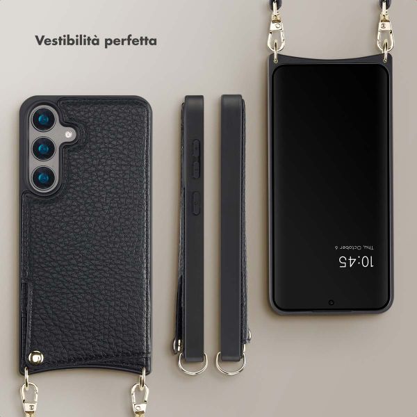 Selencia Cover per telefono Nova con cordino e portacarte Samsung Galaxy S24 - Nero