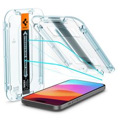 Spigen Vetro temperato GLAStR EZ Fit, confezione da 2 + Applicatore Apple iPhone 16 / 15
