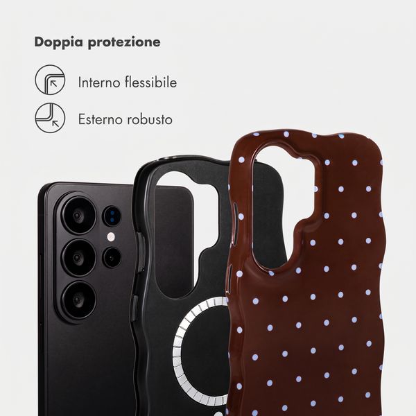 Selencia Cover Vivid Wavy con MagSafe Samsung Galaxy S26 Ultra - Happy Dots Chocolate