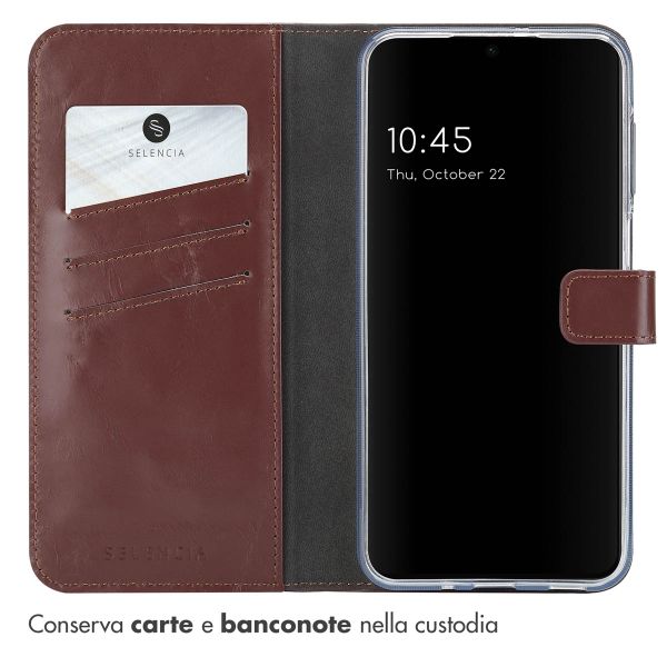 Selencia Cover a libro in vera pelle Samsung Galaxy A16 - Marrone scuro