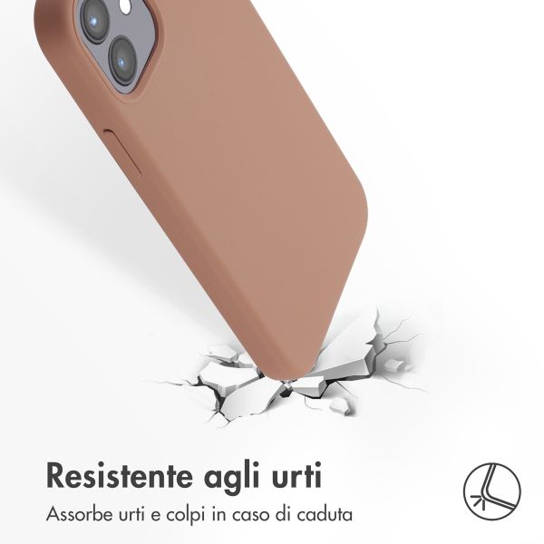 Accezz Cover in silicone liquido con MagSafe Apple iPhone 12 (Pro) - Marrone chiaro