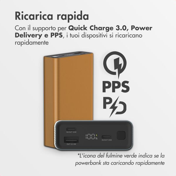 imoshion Powerbank in alluminio Ultra Series 20.000 mAh - Ricarica rapida fino a 33 watt - Oro