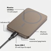 Selencia Vivid Powerbank 5.000 mAh - MagSafe e Qi - Desert Gold / Vintage Peony