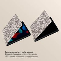 Selencia Libreria Sabi con stampa leopardata Apple iPad 9 (2021) 10.2 pollici / iPad 8 (2020) 10.2 pollici / iPad 7 (2019) 10.2 pollici - Soft Ivory