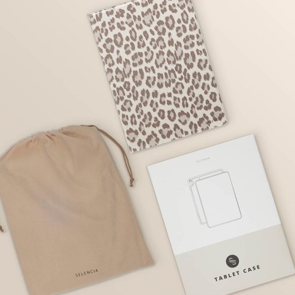 Selencia Libreria Sabi con stampa leopardata Samsung Galaxy Tab A9 Plus - Soft Ivory