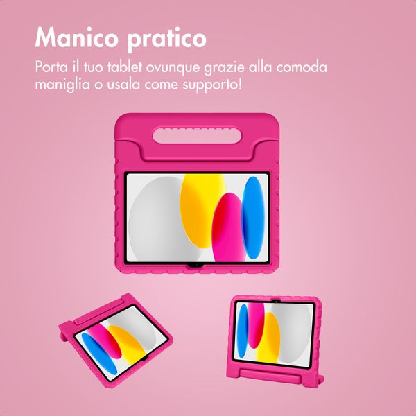 imoshion Cover Posteriore Kidsproof con Maniglia Apple iPad 11 (2025) 11 pollici A16 / iPad 10 (2022) 10.9 pollici - Rosa