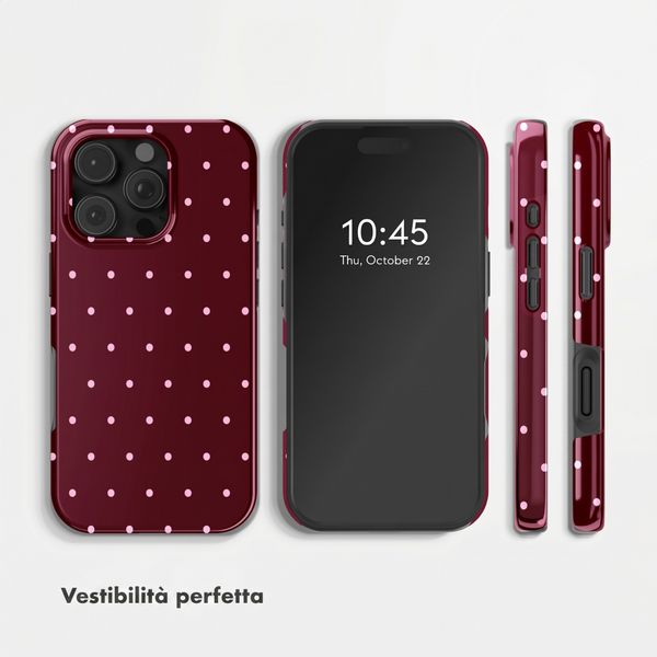 Selencia Cover Posteriore Vivid Apple iPhone 16 Pro - Happy Dots Burgundy