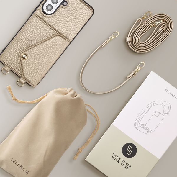 Selencia Cover per telefono Sera con cordino e portacarte a busta Samsung Galaxy A57 (5G) - Champagne