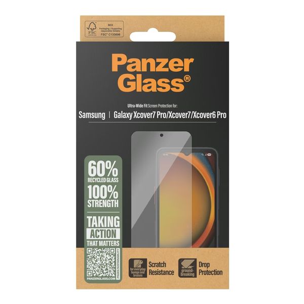 PanzerGlass Protezione Schermo Ultra-Wide Fit incl. Applicatore in Confezione Originale Samsung Galaxy Xcover 6 Pro / 7 / 7 Pro