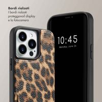 Selencia Cover per telefono Nova con cordino e portacarte Apple iPhone 14 Pro - Leopard