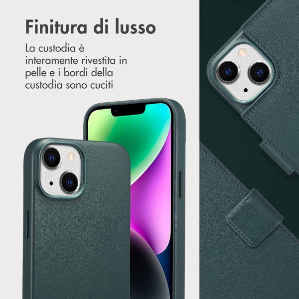 Accezz Cover in pelle 2 in 1 con MagSafe Apple iPhone 14 - Cedar Green