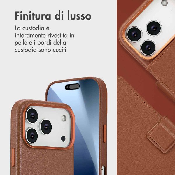 Accezz Cover in pelle 2 in 1 con MagSafe Apple iPhone 17 Pro - Sienna Brown