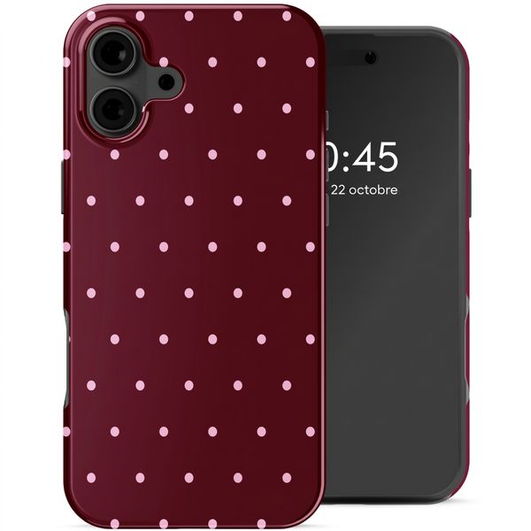 Selencia Vivid Backcover Apple iPhone 16 - Happy Dots Burgundy