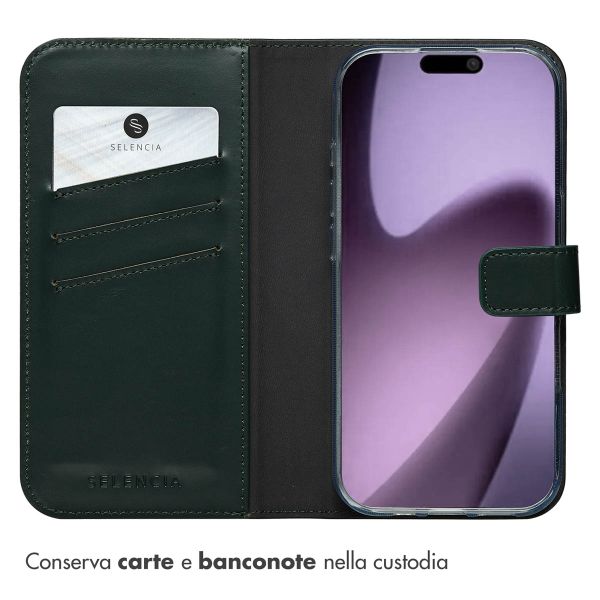 Selencia Cover a libro in vera pelle Apple iPhone 17 - Verde