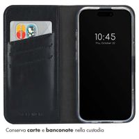 Selencia Cover a libro in vera pelle Apple iPhone 16 Plus - Nero
