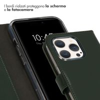 Selencia Cover a libro in vera pelle Apple iPhone 15 Pro - Verde