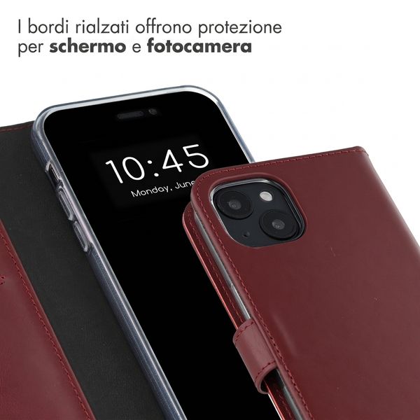 Selencia Cover a libro in vera pelle Apple iPhone 14 - Burgundy