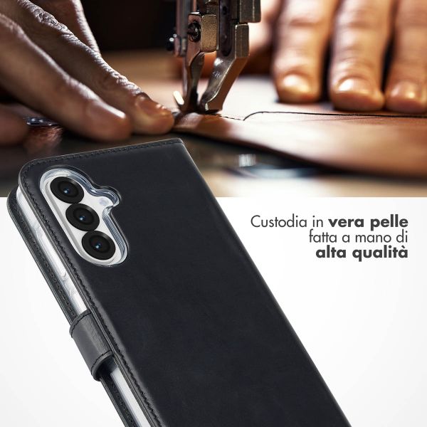 Selencia Cover a libro in vera pelle Samsung Galaxy A36 / A56 - Nero