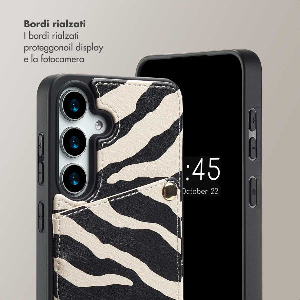 Selencia Cover per telefono Nova con cordino e portacarte Samsung Galaxy S25 / S24 - Zazzy Zebra