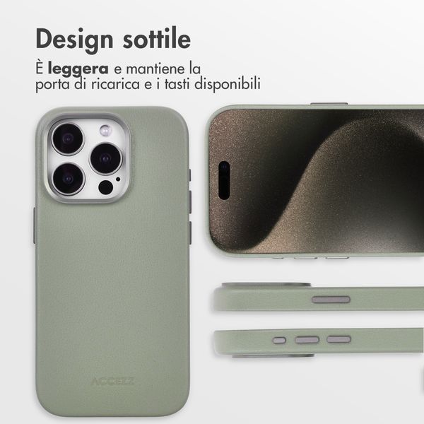 Accezz Cover in Pelle con MagSafe Apple iPhone 15 Pro - Light Grey