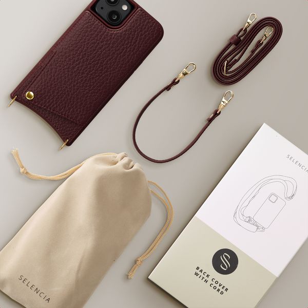 Selencia Cover per telefono Nova con cordino e portacarte Apple iPhone 14 / 13 - Bold Burgundy