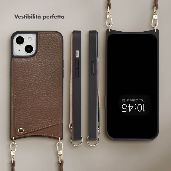 Selencia Cover per telefono Nova con cordino e portacarte Apple iPhone 14 / 13 - Mocha Brown