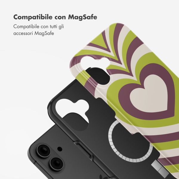 Selencia Cover posteriore Vivid con MagSafe Apple iPhone 16 - Double Hearts Plum Fern