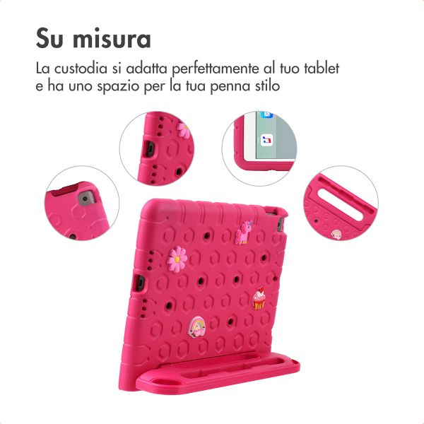 imoshion Cover per tablet a prova di bambino con bambole rimovibili Apple iPad 9 (2021) 10.2 pollici / iPad 8 (2020) 10.2 pollici / iPad 7 (2019) 10.2 pollici - Rosa