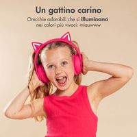 imoshion Cuffie wireless per bambini LED Light Cat Ear - Limitatore di Decibel - Con cavo AUX - Hot Pink