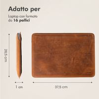 Accezz Custodia per laptop in pelle 16 pollici - Cognac