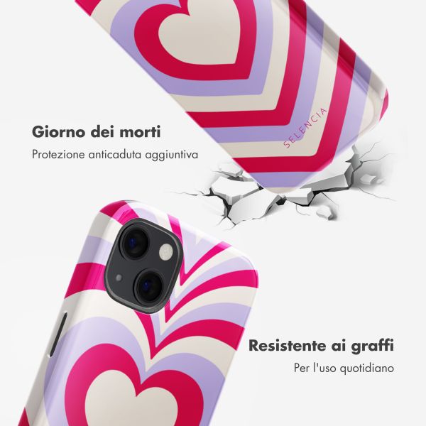Selencia Cover posteriore Vivid con MagSafe Apple iPhone 13 - Double Hearts Rubine Red Lilac